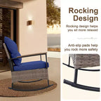 EAGLE PEAK Ensemble de conversation 3 pièces en rotin pour patio, comprenant un fauteuil à bascule et un canapé rembourré, mobilier de jardin