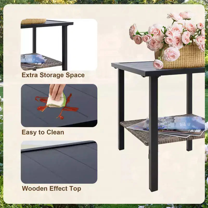 EAGLE PEAK Ensemble de conversation 3 pièces en rotin pour patio, comprenant un fauteuil à bascule et un canapé rembourré, mobilier de jardin