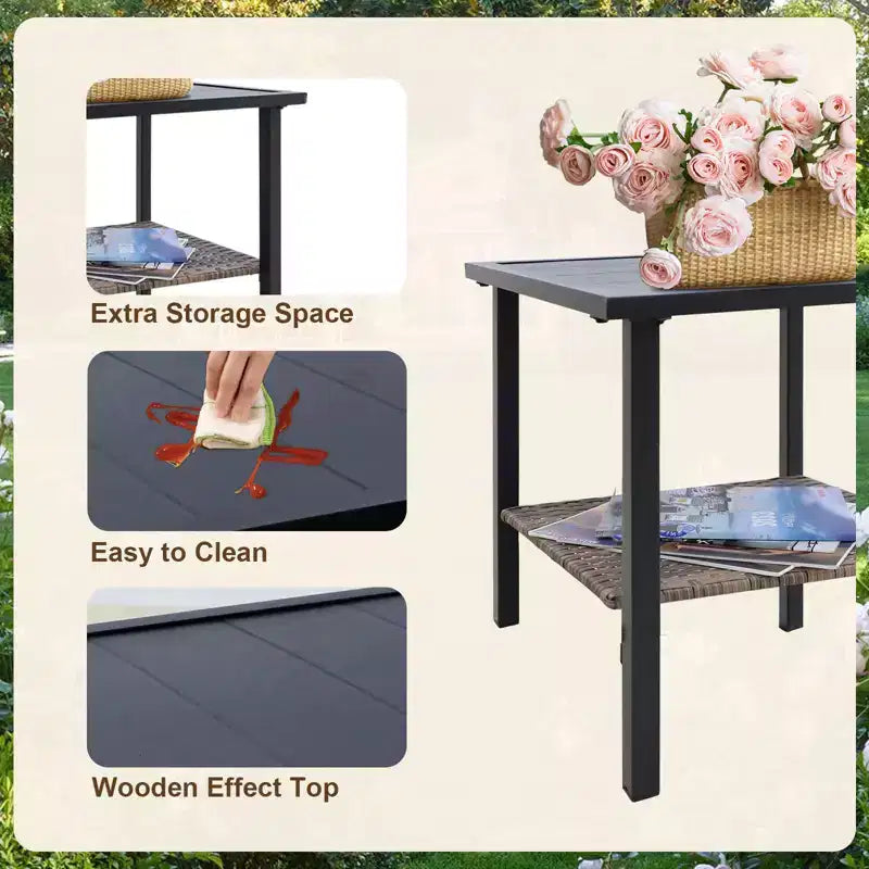 EAGLE PEAK Ensemble de conversation 3 pièces en rotin pour patio, comprenant un fauteuil à bascule et un canapé rembourré, mobilier de jardin