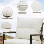 EAGLE PEAK Ensemble de conversation 3 pièces en rotin pour patio, comprenant un fauteuil à bascule et un canapé rembourré, mobilier de jardin