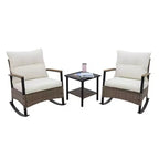 EAGLE PEAK Ensemble de conversation 3 pièces en rotin pour patio, comprenant un fauteuil à bascule et un canapé rembourré, mobilier de jardin