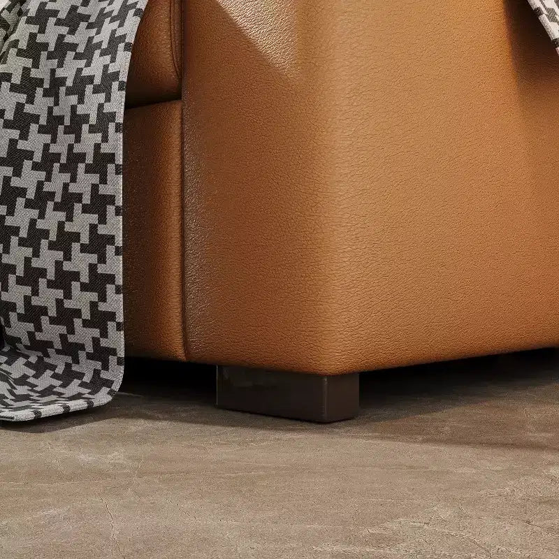 ATJafurn Canapé d'angle en cuir orange de 210 cm, causeuse capitonnée de style moderne du milieu du siècle avec accoudoirs carrés pour salon et petits espaces