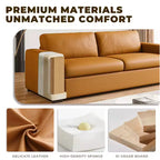 ATJafurn Canapé d'angle en cuir orange de 210 cm, causeuse capitonnée de style moderne du milieu du siècle avec accoudoirs carrés pour salon et petits espaces