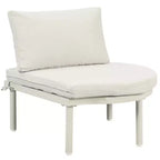 Ensemble de canapé de patio 6 ou 8 pièces, demi-lune, pour l'extérieur, avec 2 tables basses, oreillers, coussins, rotin PE, beige/gris-ModernLuxe