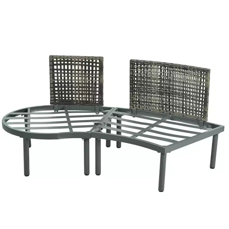 Ensemble de canapé de patio 6 ou 8 pièces, demi-lune, pour l'extérieur, avec 2 tables basses, oreillers, coussins, rotin PE, beige/gris-ModernLuxe