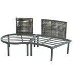Ensemble de canapé de patio 6 ou 8 pièces, demi-lune, pour l'extérieur, avec 2 tables basses, oreillers, coussins, rotin PE, beige/gris-ModernLuxe