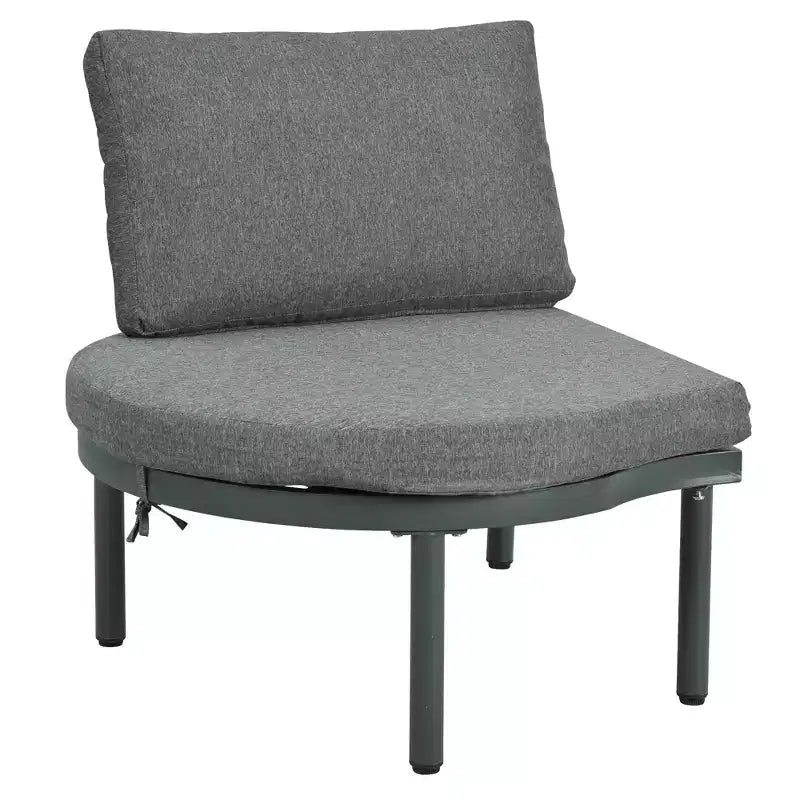 Ensemble de canapé de patio 6 ou 8 pièces, demi-lune, pour l'extérieur, avec 2 tables basses, oreillers, coussins, rotin PE, beige/gris-ModernLuxe