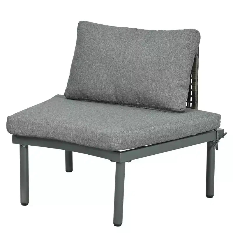 Ensemble de canapé de patio 6 ou 8 pièces, demi-lune, pour l'extérieur, avec 2 tables basses, oreillers, coussins, rotin PE, beige/gris-ModernLuxe