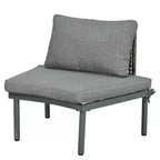 Ensemble de canapé de patio 6 ou 8 pièces, demi-lune, pour l'extérieur, avec 2 tables basses, oreillers, coussins, rotin PE, beige/gris-ModernLuxe