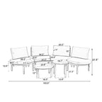 Ensemble de canapé de patio 6 ou 8 pièces, demi-lune, pour l'extérieur, avec 2 tables basses, oreillers, coussins, rotin PE, beige/gris-ModernLuxe