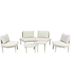Ensemble de canapé de patio 6 ou 8 pièces, demi-lune, pour l'extérieur, avec 2 tables basses, oreillers, coussins, rotin PE, beige/gris-ModernLuxe