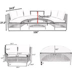 Whisen Pieces Outdoor PE Rattan Wicker Sofa Set, Patio Half-Moon Sofa Set with Tempered Glass Table