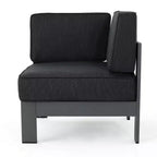 Christopher Knight Home Cape Coral Outdoor V-Shape Aluminum 5 Seater Sectional Sofa Set with Water-Resistant Cushions