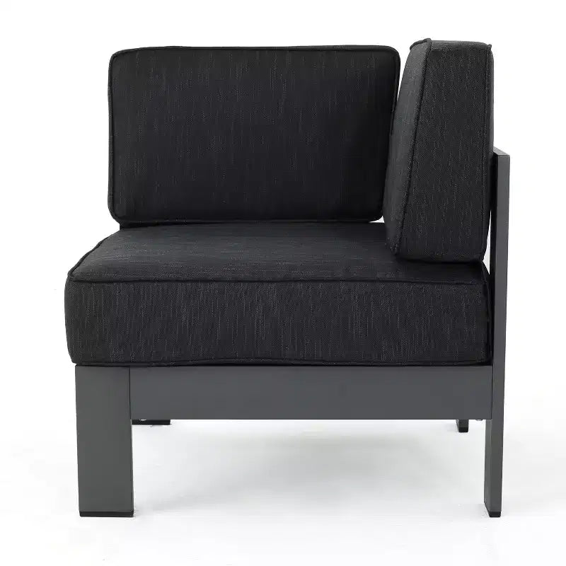 Christopher Knight Home Cape Coral Outdoor V-Shape Aluminum 5 Seater Sectional Sofa Set with Water-Resistant Cushions