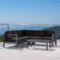 Christopher Knight Home Cape Coral Outdoor V-Shape Aluminum 5 Seater Sectional Sofa Set with Water-Resistant Cushions