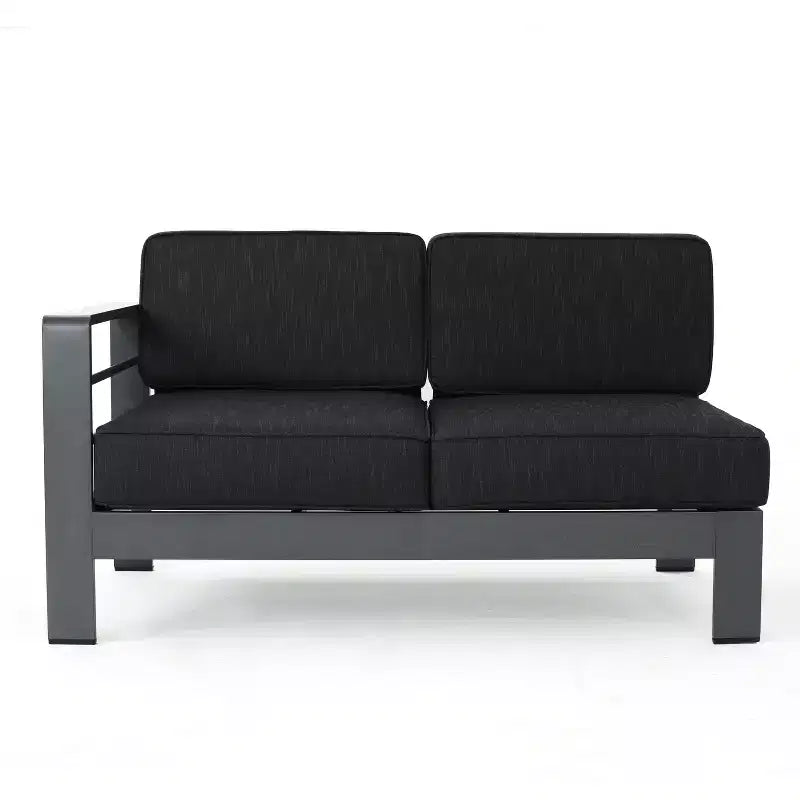 Christopher Knight Home Cape Coral Outdoor V-Shape Aluminum 5 Seater Sectional Sofa Set with Water-Resistant Cushions