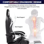 Hoffree Comfort Massage Racing Gaming Chair Ergonomic Office PC Chair with Footrest & RGB Light