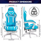 Hoffree Comfort Massage Racing Gaming Chair Ergonomic Office PC Chair with Footrest & RGB Light