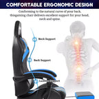 Hoffree Comfort Massage Racing Gaming Chair Ergonomic Office PC Chair with Footrest & RGB Light