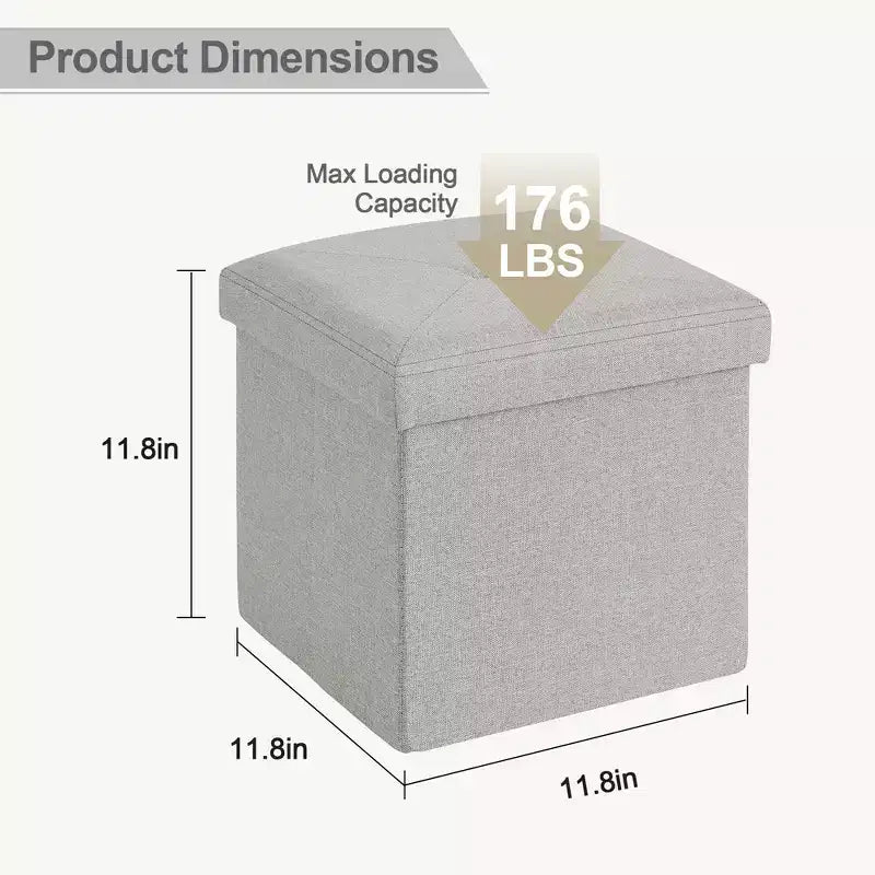 VECELO 46/30/15/11.8 Folding Storage Ottoman Bench, Storage Chest, Linen Fabric Foot Rest Stool, Storage Footstools, Folding Storage Ottoman