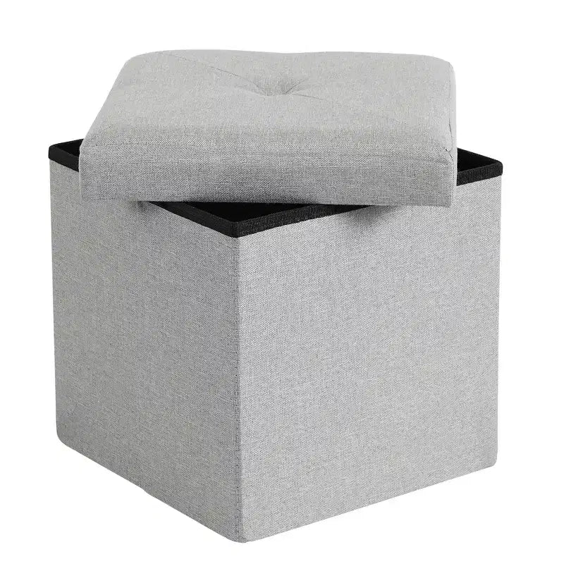 VECELO 46/30/15/11.8 Folding Storage Ottoman Bench, Storage Chest, Linen Fabric Foot Rest Stool, Storage Footstools, Folding Storage Ottoman