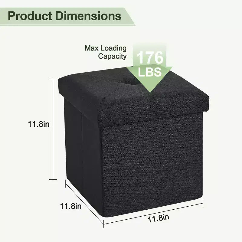 VECELO 46/30/15/11.8 Folding Storage Ottoman Bench, Storage Chest, Linen Fabric Foot Rest Stool, Storage Footstools, Folding Storage Ottoman