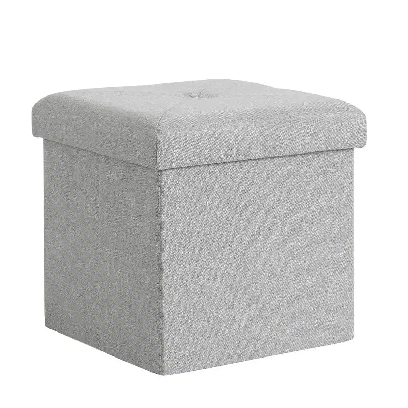 VECELO 46/30/15/11.8 Folding Storage Ottoman Bench, Storage Chest, Linen Fabric Foot Rest Stool, Storage Footstools, Folding Storage Ottoman