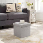 VECELO 46/30/15/11.8 Folding Storage Ottoman Bench, Storage Chest, Linen Fabric Foot Rest Stool, Storage Footstools, Folding Storage Ottoman