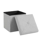 VECELO 46/30/15/11.8 Folding Storage Ottoman Bench, Storage Chest, Linen Fabric Foot Rest Stool, Storage Footstools, Folding Storage Ottoman
