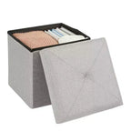 VECELO 46/30/15/11.8 Folding Storage Ottoman Bench, Storage Chest, Linen Fabric Foot Rest Stool, Storage Footstools, Folding Storage Ottoman