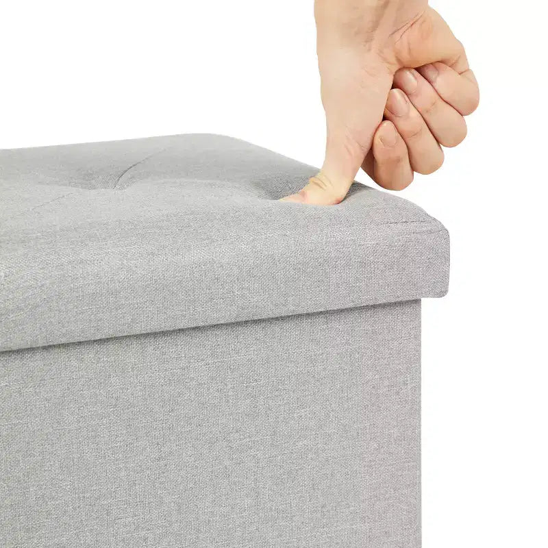 VECELO 46/30/15/11.8 Folding Storage Ottoman Bench, Storage Chest, Linen Fabric Foot Rest Stool, Storage Footstools, Folding Storage Ottoman