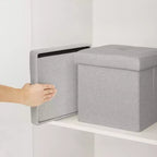 VECELO 46/30/15/11.8 Folding Storage Ottoman Bench, Storage Chest, Linen Fabric Foot Rest Stool, Storage Footstools, Folding Storage Ottoman