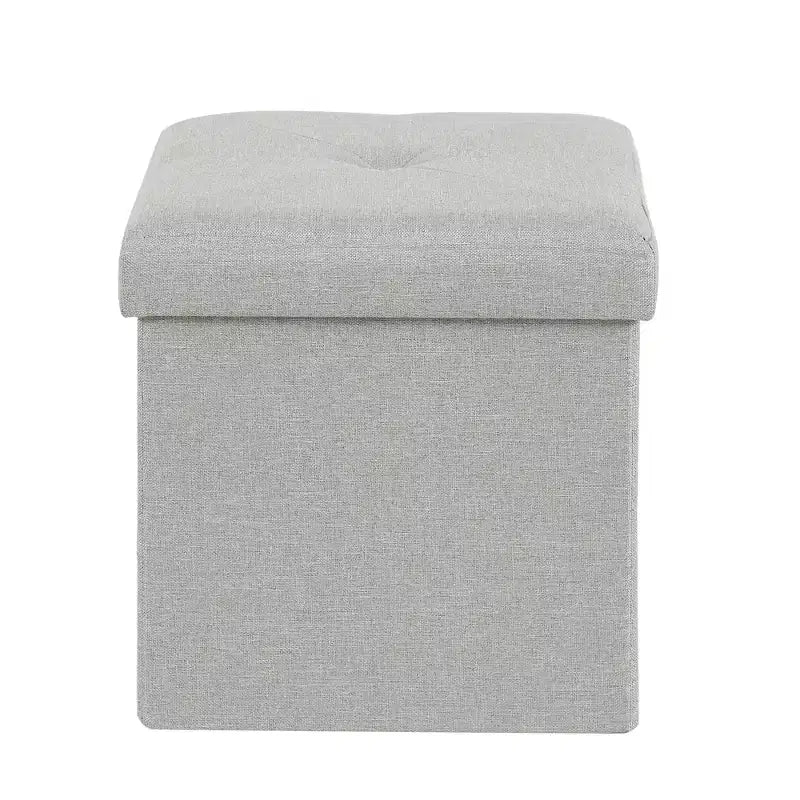 VECELO 46/30/15/11.8 Folding Storage Ottoman Bench, Storage Chest, Linen Fabric Foot Rest Stool, Storage Footstools, Folding Storage Ottoman