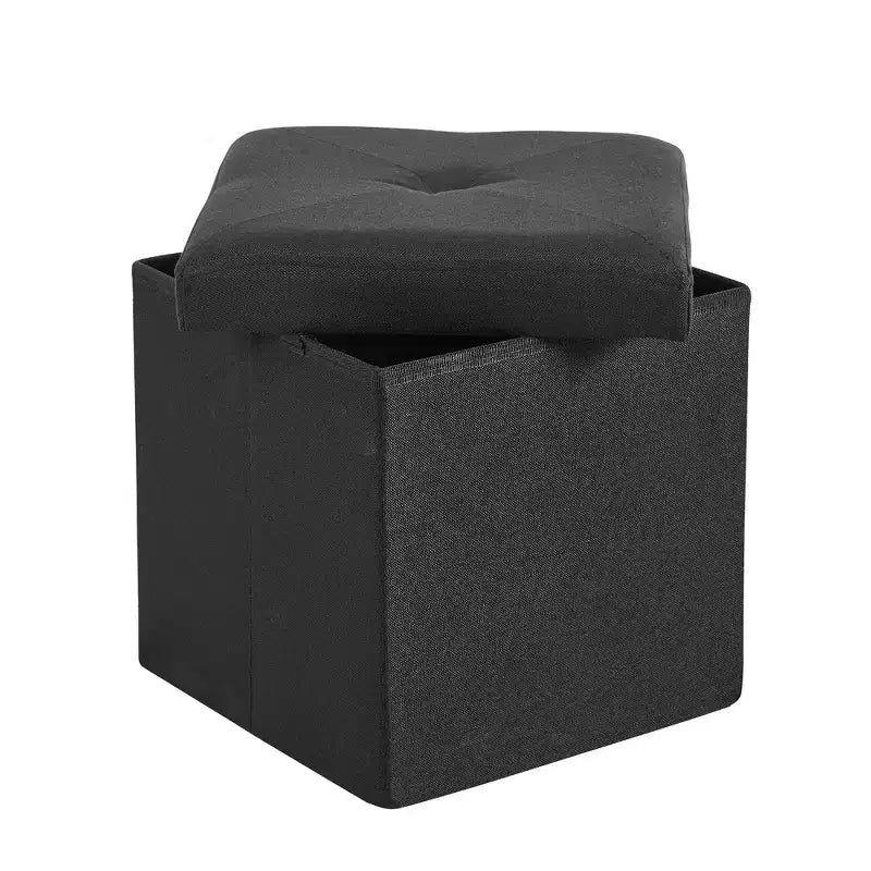 VECELO 46/30/15/11.8 Folding Storage Ottoman Bench, Storage Chest, Linen Fabric Foot Rest Stool, Storage Footstools, Folding Storage Ottoman