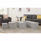 VECELO 46/30/15/11.8 Folding Storage Ottoman Bench, Storage Chest, Linen Fabric Foot Rest Stool, Storage Footstools, Folding Storage Ottoman