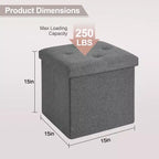 VECELO 46/30/15/11.8 Folding Storage Ottoman Bench, Storage Chest, Linen Fabric Foot Rest Stool, Storage Footstools, Folding Storage Ottoman