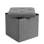 VECELO 46/30/15/11.8 Folding Storage Ottoman Bench, Storage Chest, Linen Fabric Foot Rest Stool, Storage Footstools, Folding Storage Ottoman