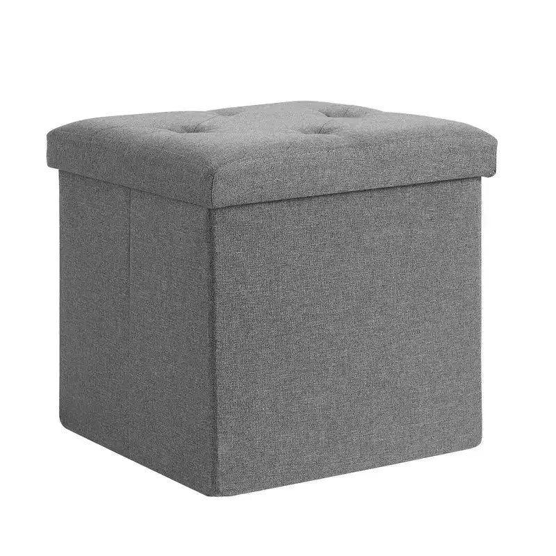 VECELO 46/30/15/11.8 Folding Storage Ottoman Bench, Storage Chest, Linen Fabric Foot Rest Stool, Storage Footstools, Folding Storage Ottoman