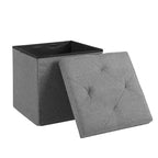 VECELO 46/30/15/11.8 Folding Storage Ottoman Bench, Storage Chest, Linen Fabric Foot Rest Stool, Storage Footstools, Folding Storage Ottoman