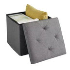 VECELO 46/30/15/11.8 Folding Storage Ottoman Bench, Storage Chest, Linen Fabric Foot Rest Stool, Storage Footstools, Folding Storage Ottoman