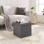 VECELO 46/30/15/11.8 Folding Storage Ottoman Bench, Storage Chest, Linen Fabric Foot Rest Stool, Storage Footstools, Folding Storage Ottoman