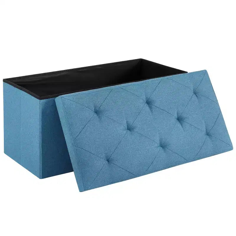 VECELO 46/30/15/11.8 Folding Storage Ottoman Bench, Storage Chest, Linen Fabric Foot Rest Stool, Storage Footstools, Folding Storage Ottoman