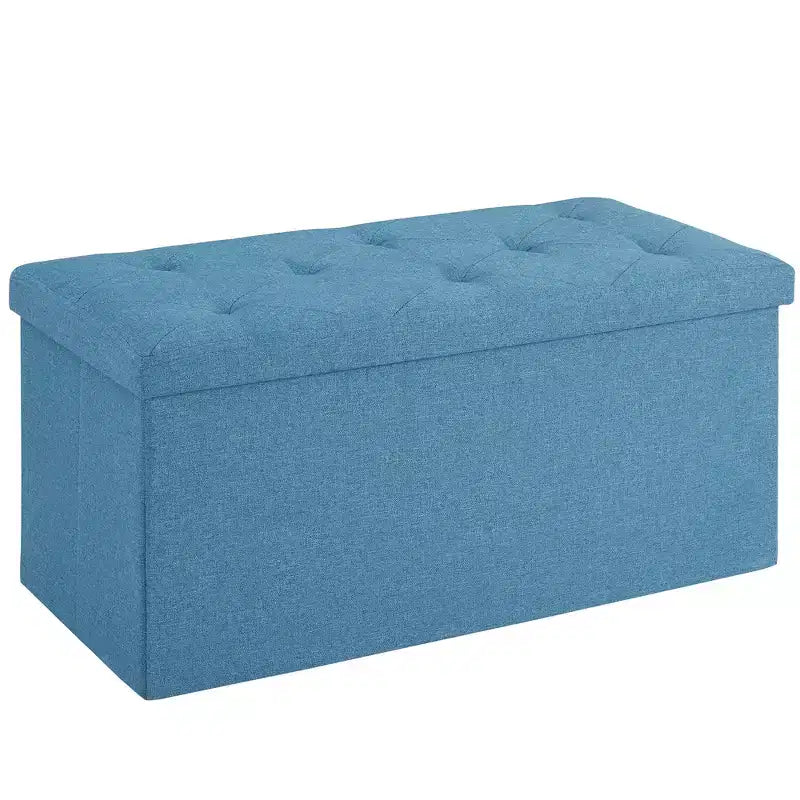VECELO 46/30/15/11.8 Folding Storage Ottoman Bench, Storage Chest, Linen Fabric Foot Rest Stool, Storage Footstools, Folding Storage Ottoman