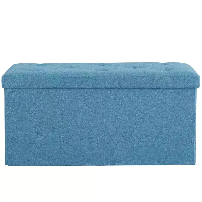 VECELO 46/30/15/11.8 Folding Storage Ottoman Bench, Storage Chest, Linen Fabric Foot Rest Stool, Storage Footstools, Folding Storage Ottoman