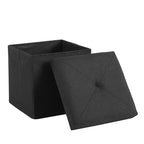 VECELO 46/30/15/11.8 Folding Storage Ottoman Bench, Storage Chest, Linen Fabric Foot Rest Stool, Storage Footstools, Folding Storage Ottoman