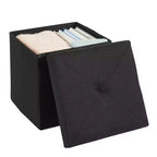 VECELO 46/30/15/11.8 Folding Storage Ottoman Bench, Storage Chest, Linen Fabric Foot Rest Stool, Storage Footstools, Folding Storage Ottoman