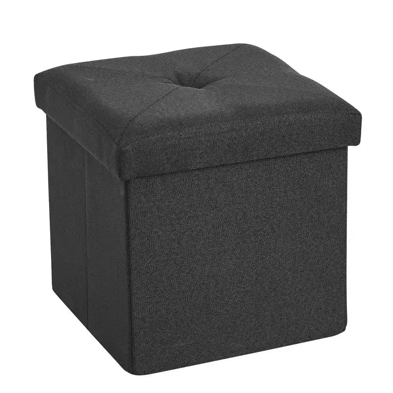 VECELO 46/30/15/11.8 Folding Storage Ottoman Bench, Storage Chest, Linen Fabric Foot Rest Stool, Storage Footstools, Folding Storage Ottoman