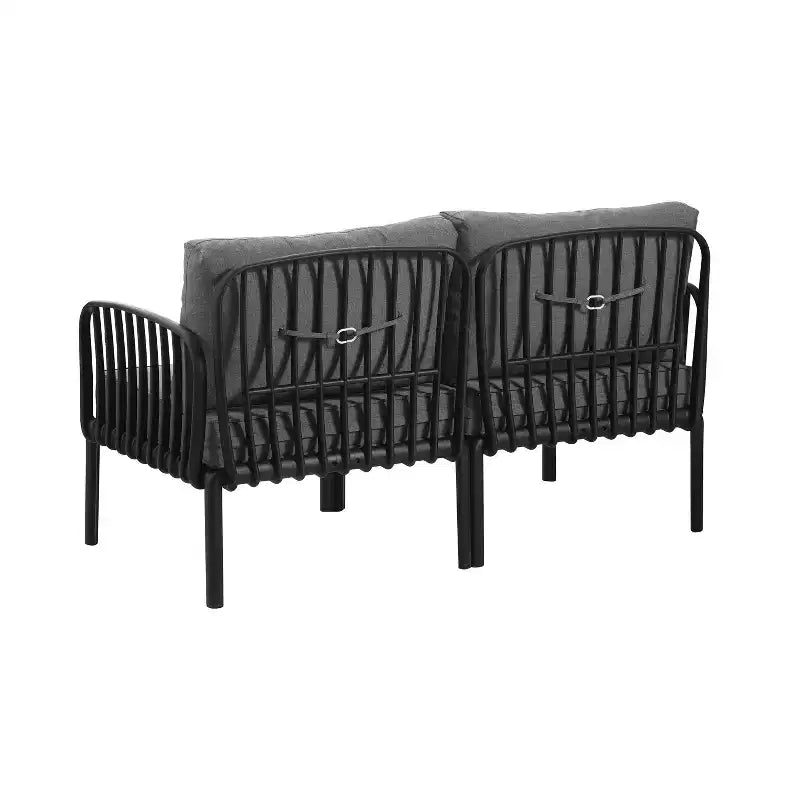 4-Piece/6-Piece Modern Outdoor Patio Furniture Set with Square Coffee Table Patio Conversation Set with Waterproof Cushions, Black/White - ModernLuxe