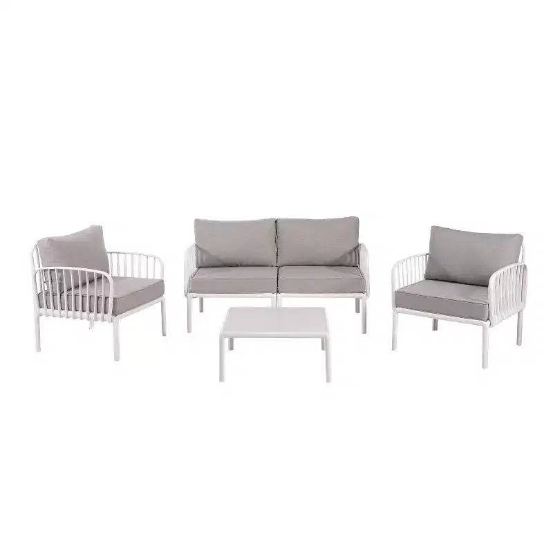 4-Piece/6-Piece Modern Outdoor Patio Furniture Set with Square Coffee Table Patio Conversation Set with Waterproof Cushions, Black/White - ModernLuxe