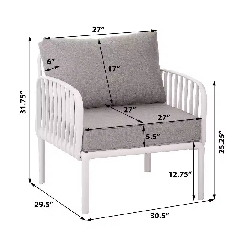 4-Piece/6-Piece Modern Outdoor Patio Furniture Set with Square Coffee Table Patio Conversation Set with Waterproof Cushions, Black/White - ModernLuxe